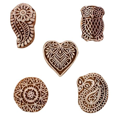 Set of 5 Piece New Mix Wooden Printing Blocks